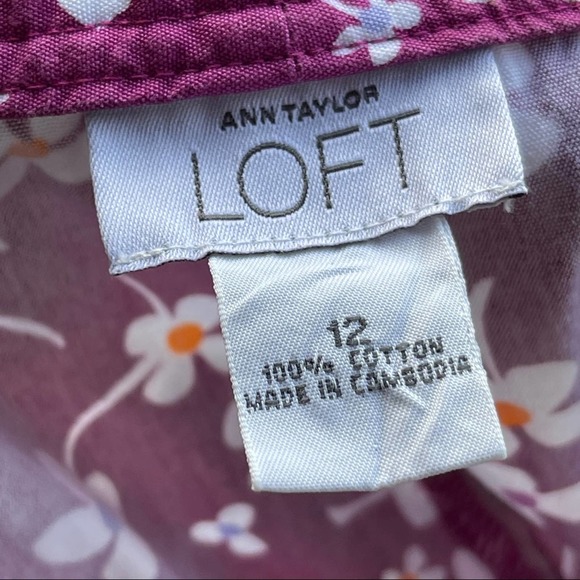 Ann Taylor Loft Shorts Womens Size 12 Pink Floral Flat Front Cotton - Picture 5 of 6